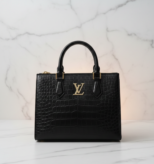Luxury Croc-Embossed Structured Handbag