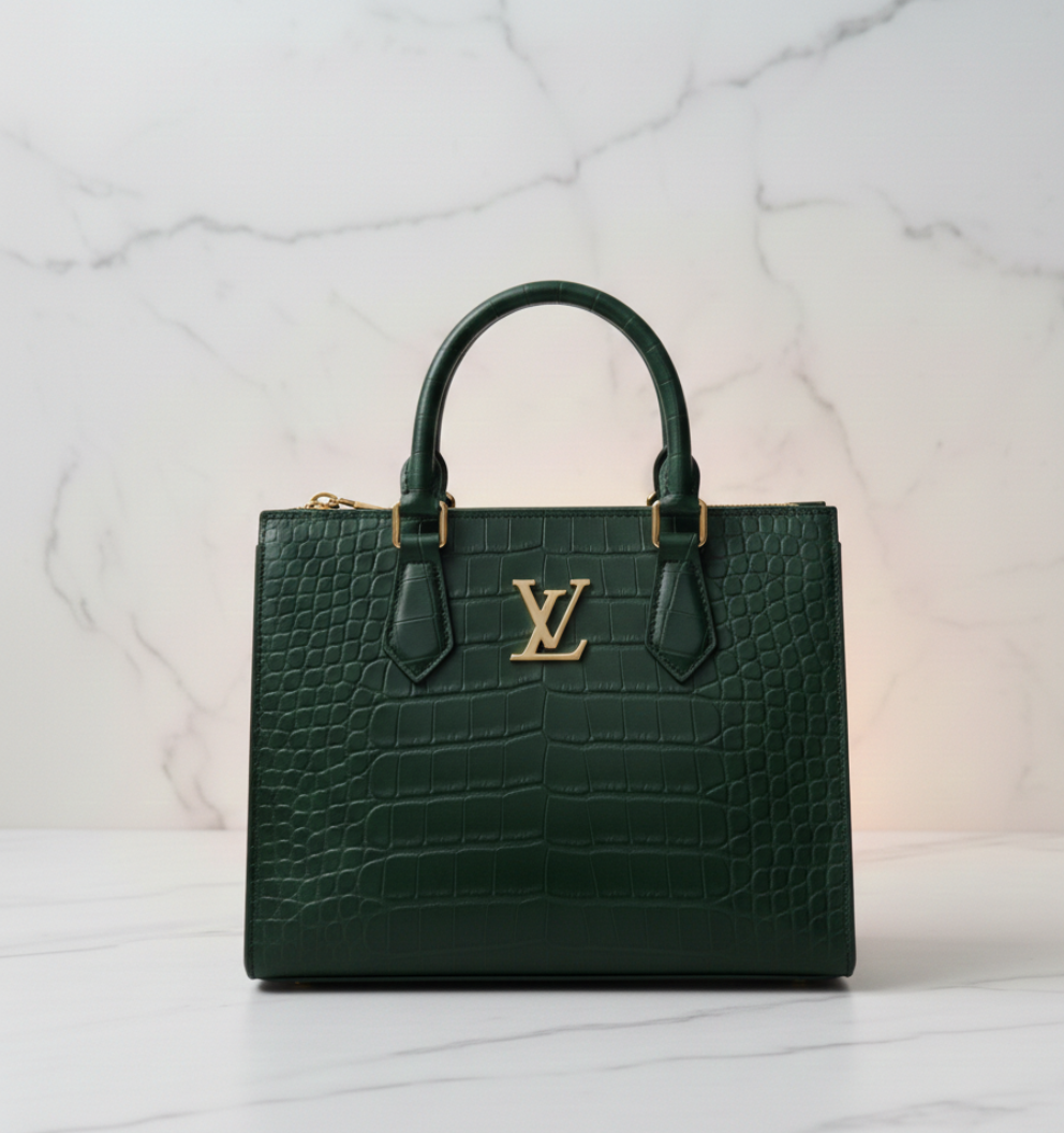 Luxury Croc-Embossed Structured Handbag