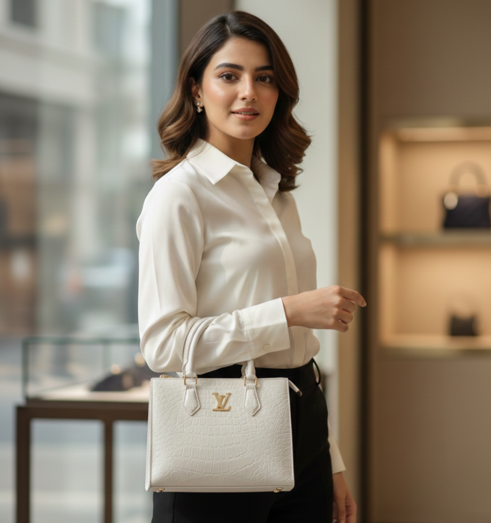 Luxury Croc-Embossed Structured Handbag