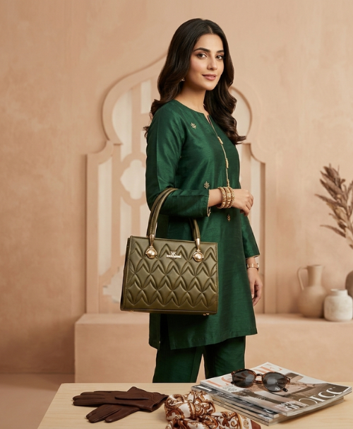 Luxury Quilted Top Handle Handbag – Elegant Structured Purse with Gold Hardware