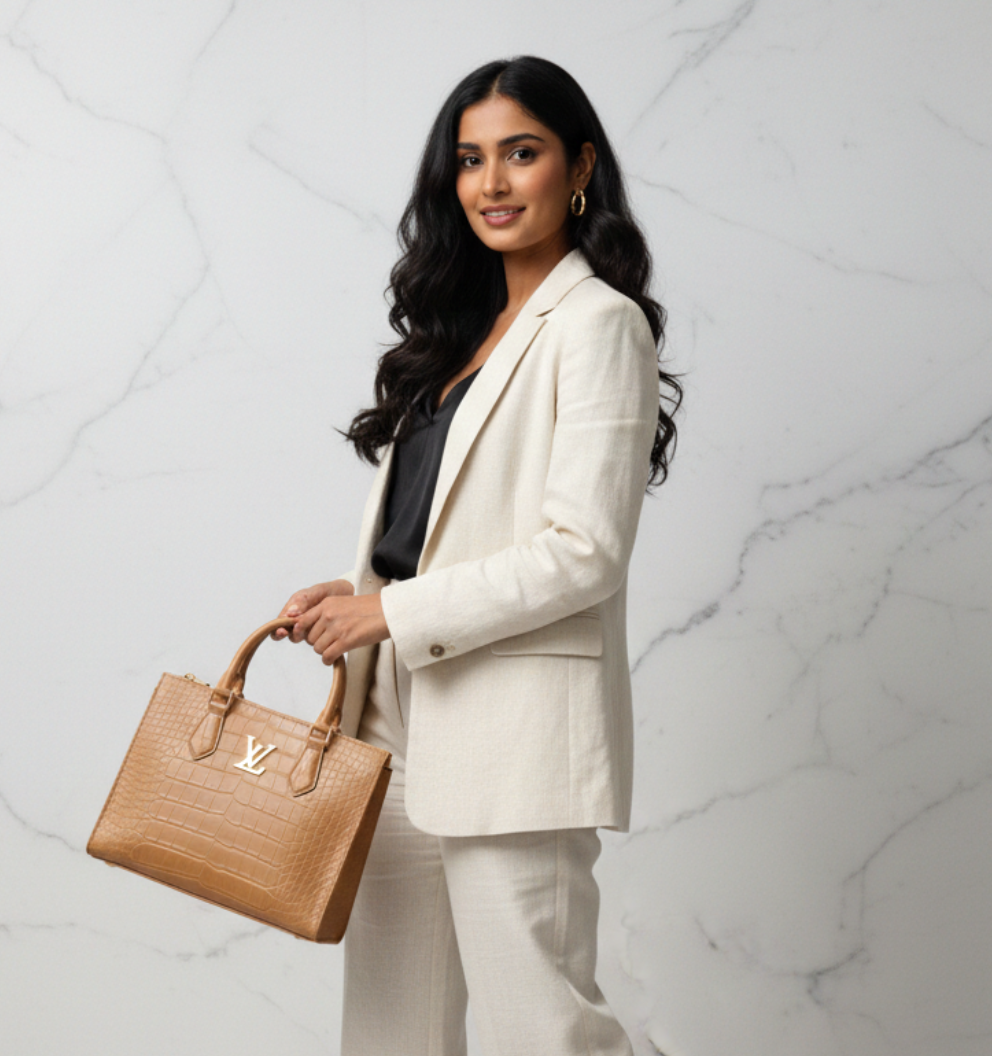 Luxury Croc-Embossed Structured Handbag
