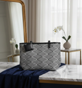 Chic Black & White Geometric Tote Bag – Modern Minimalist Shoulder Handbag